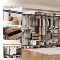 XL Heavy Duty Clothes Storage Stand w/ Dust-proof Cover, Hanging Rails, Shelves
