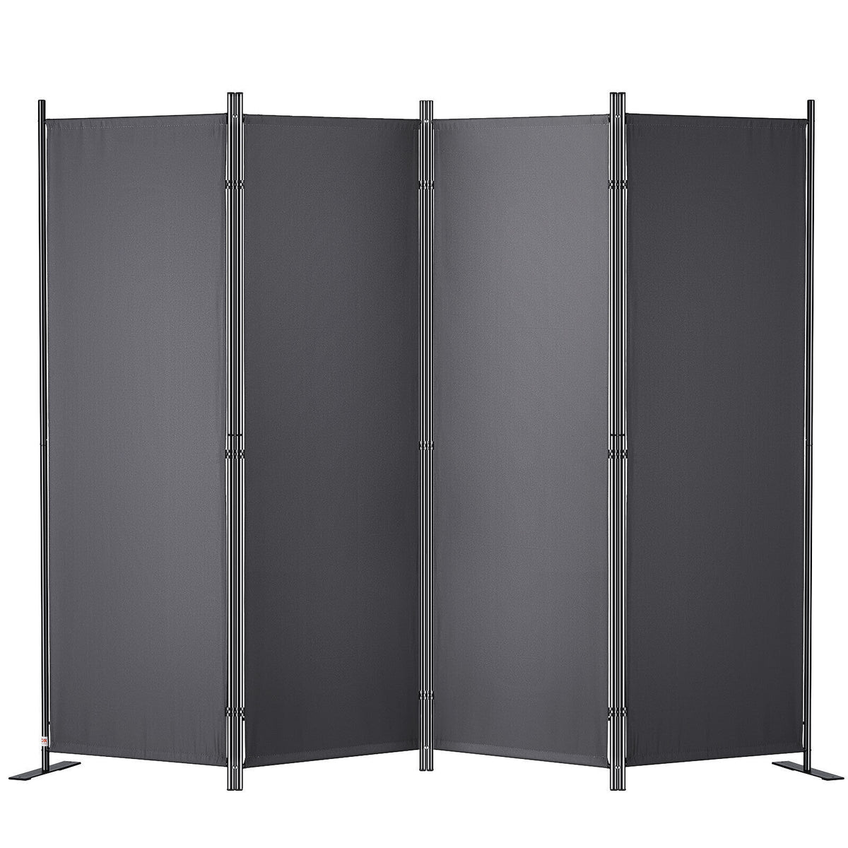 Dark Grey 4-Panel Coated-Fabric Room Divider – 224 × 171cm