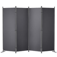 Dark Grey 4-Panel Coated-Fabric Room Divider – 224 × 171cm