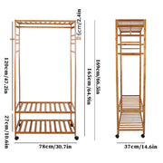 Rolling 3-Tier Bamboo Garment Rack – 78 × 41 × 169cm