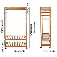 Rolling 3-Tier Bamboo Garment Rack – 78 × 41 × 169cm