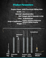 Adjustable Aluminium Trekking Pole with Compass, Whistle & Tool Tips