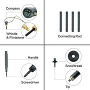 Adjustable Aluminium Trekking Pole with Compass, Whistle & Tool Tips