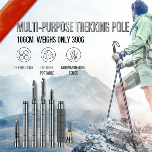 Adjustable Aluminium Trekking Pole with Compass, Whistle & Tool Tips