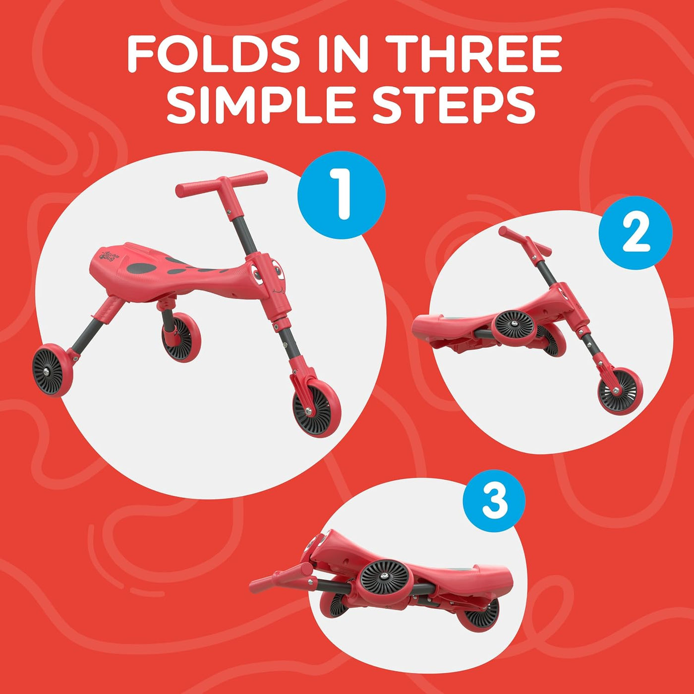 Scuttlebug Beetle Three-Wheel Ride-On Tricycle for Toddlers 1–3 Years – Red & Black