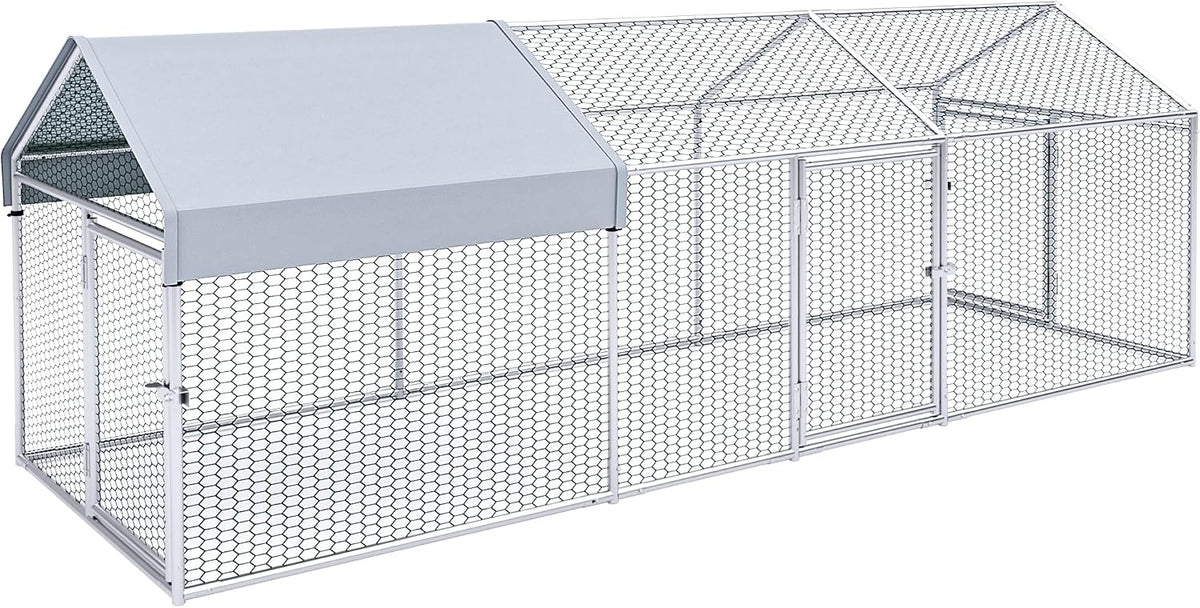 Galvanised Chicken Coop Run with Cover – 3 × 1 × 1 m
