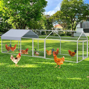3×1×1m Metal Chicken Coop – Galvanised Outdoor Run with Waterproof Anti-UV Cover & 3 Lockable Doors