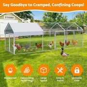 3×1×1m Metal Chicken Coop – Galvanised Outdoor Run with Waterproof Anti-UV Cover & 3 Lockable Doors