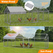 3×1×1m Metal Chicken Coop – Galvanised Outdoor Run with Waterproof Anti-UV Cover & 3 Lockable Doors