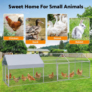 3×1×1m Metal Chicken Coop – Galvanised Outdoor Run with Waterproof Anti-UV Cover & 3 Lockable Doors