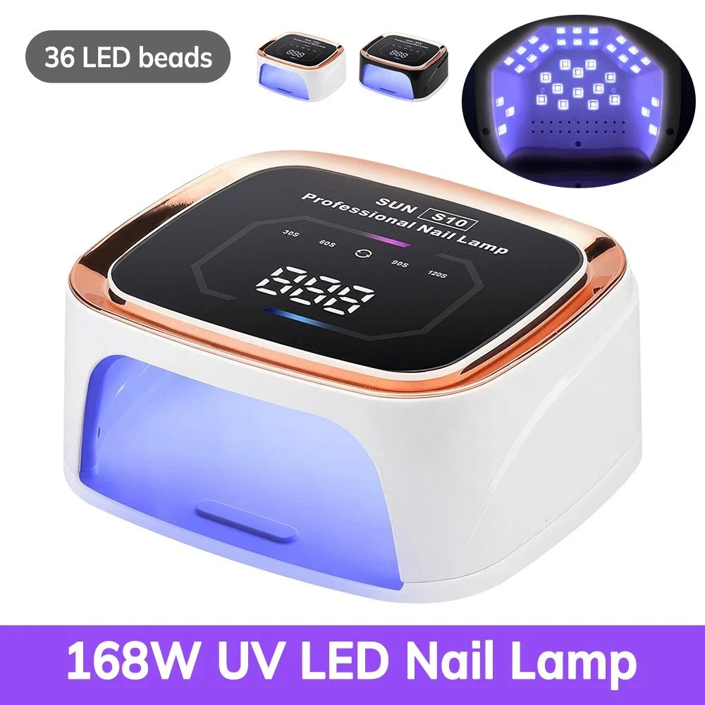 168W UV LED Nail Lamp with LCD Display & Automatic Sensor