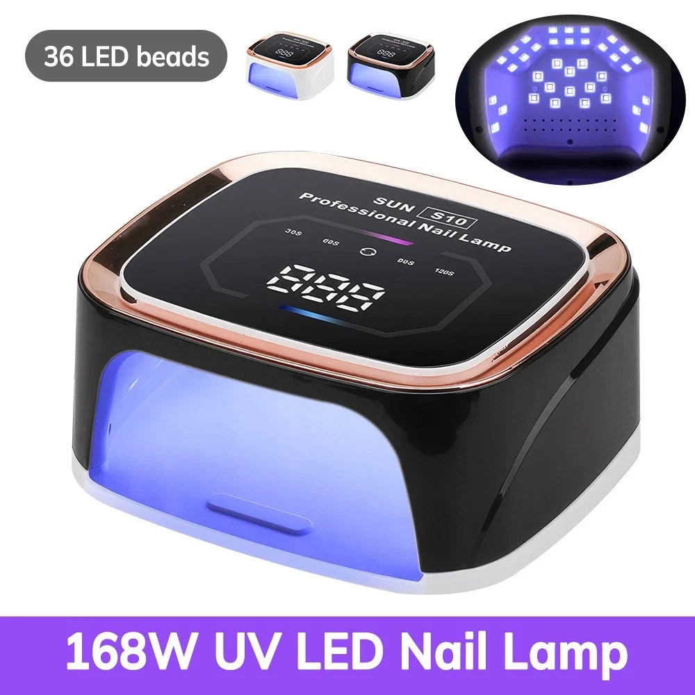 168W UV LED Nail Lamp with LCD Display & Automatic Sensor
