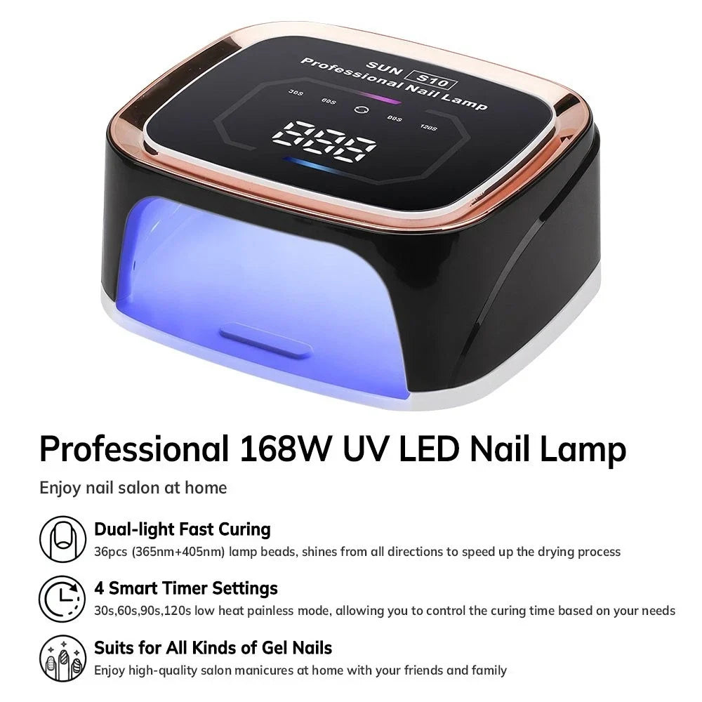 168W UV LED Nail Lamp with LCD Display & Automatic Sensor