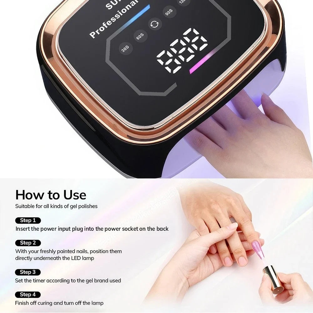 168W UV LED Nail Lamp with LCD Display & Automatic Sensor