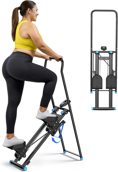 Foldable vertical climber exercise machine