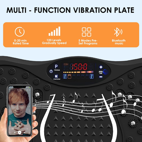 Vibration plate controls and LED display