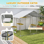 200 × 96 × 195 cm Walk-In Metal Catio with 5 Platforms & Hammock