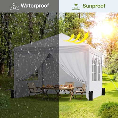 10 × 10 ft Pop-Up Canopy Tent with Four Removable Sidewalls