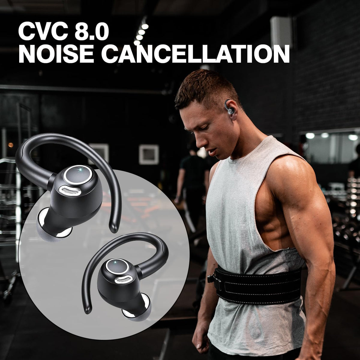Bluetooth 5.3 Wireless Sport Earbuds with LED Charging Case
