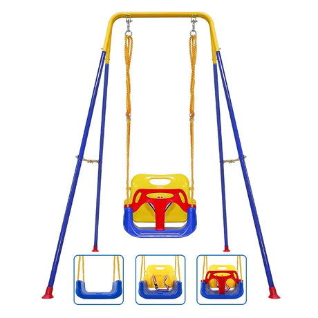 Toddler Swing 3-in-1 Swing Sets for Backyard Baby Swing Outdoor/Indoor Toddler Swing Set Suitable for Aged 6 Months to 10 Years Old