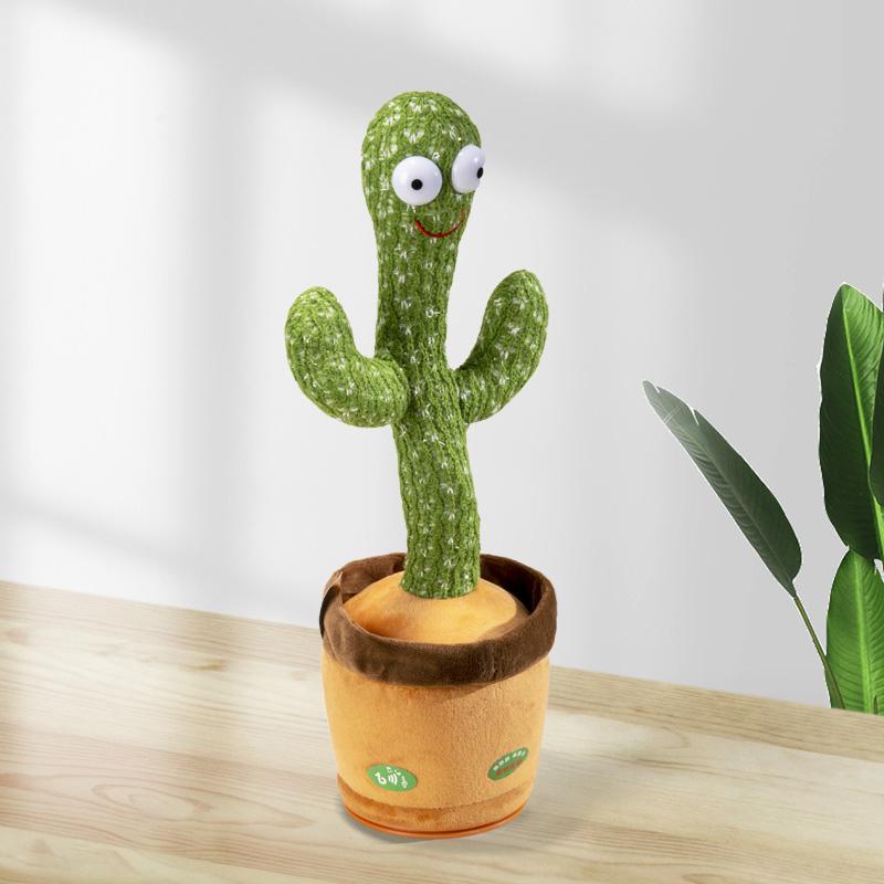 Cactus Plush Toy,Sing Cactus Mimicking Toy,Funny Dancing Cactus Plush Toy,Cute Talking and Dancing Cactus Plush Toy Electronic Shake (USB)