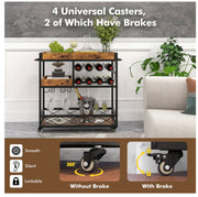 3-Tier Rolling Bar Cart with Removable Serving Tray