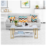 Rectangular Marble-Print Coffee Table