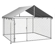 200 × 200 × 150 cm Galvanised Outdoor Dog Kennel with Roof