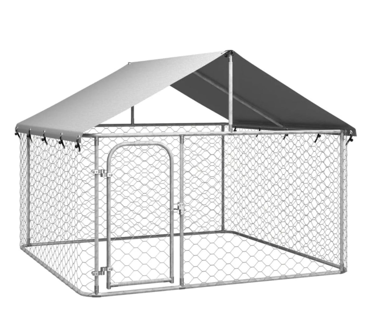200 × 200 × 150 cm Galvanised Outdoor Dog Kennel with Roof