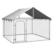 200 × 200 × 150 cm Galvanised Outdoor Dog Kennel with Roof