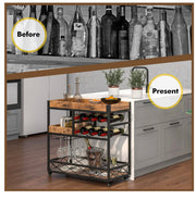 3-Tier Rolling Bar Cart with Removable Serving Tray