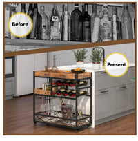 3-Tier Rolling Bar Cart with Removable Serving Tray