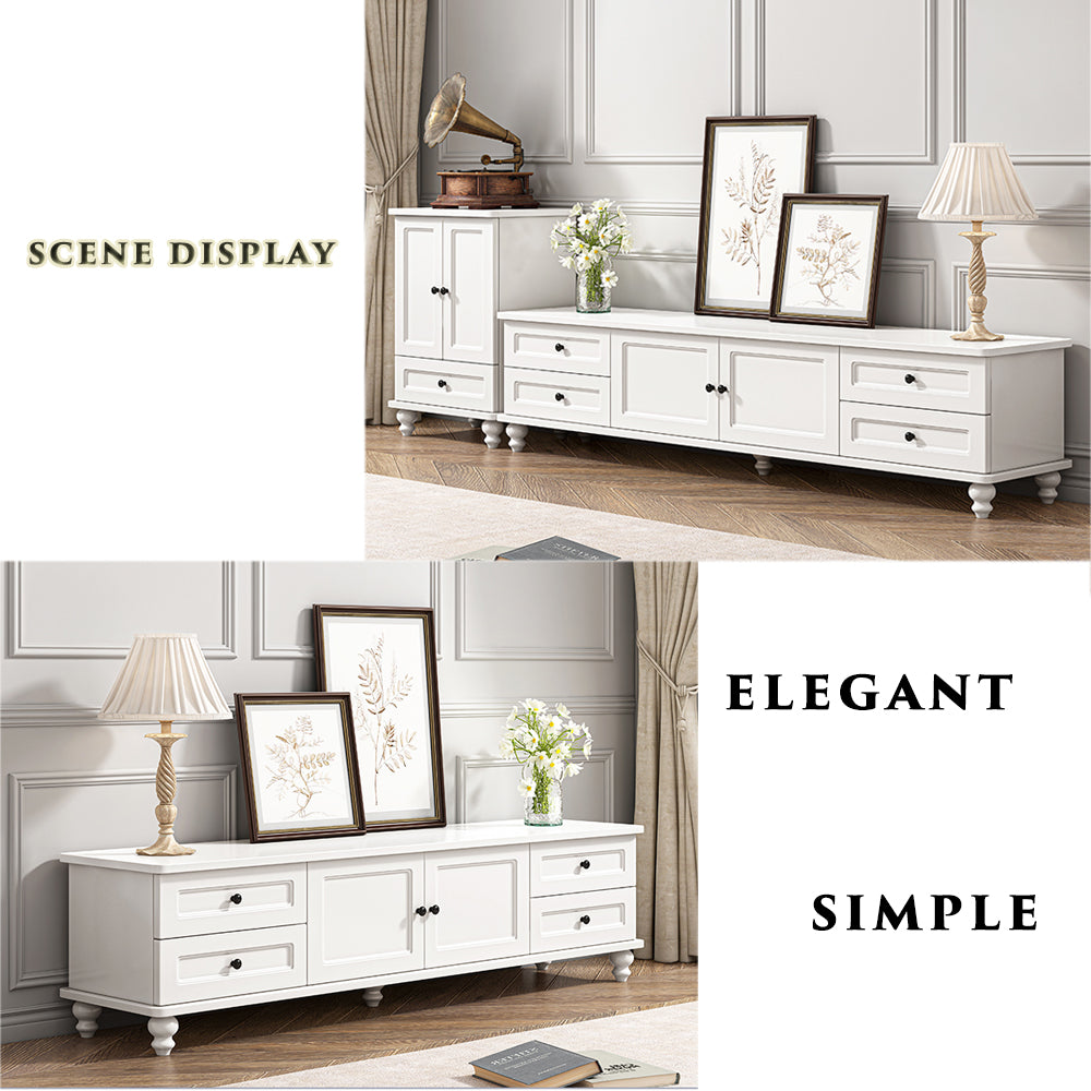 Modern White TV Stand Storage Cabinet