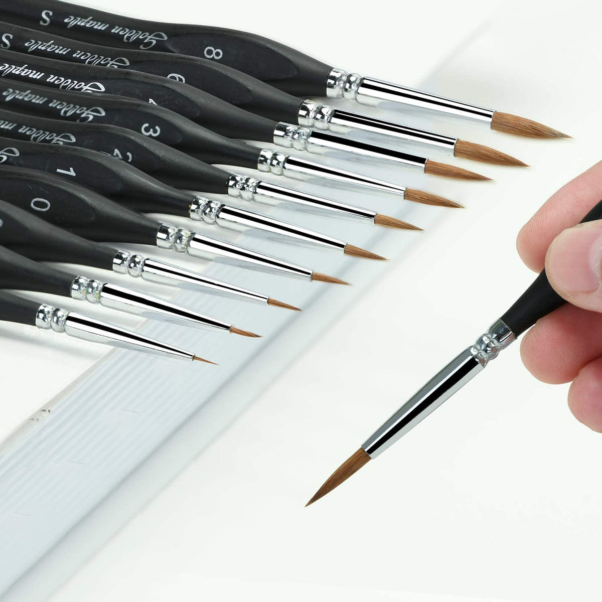 Artist Paint Brushes set-10 Pcs Best Professional Detail Paint Brush, Miniature Brushes Will Keep a Fine Point and Spring, for Watercolour, Oil, Acrylic, Nail Art & Models, Paint by Numbers