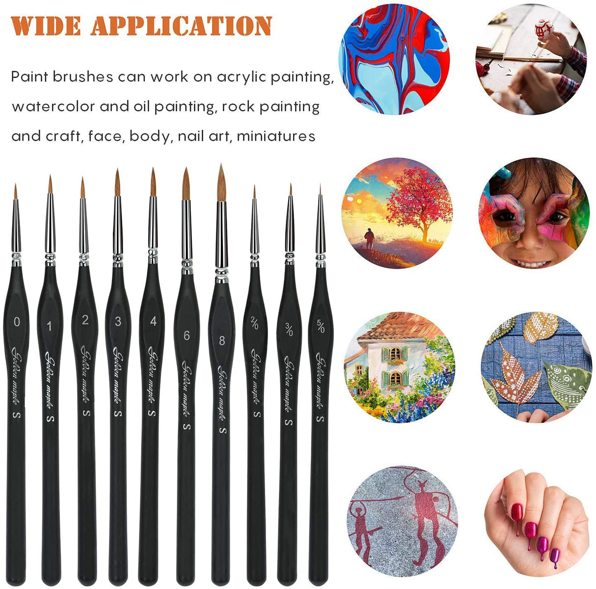 Artist Paint Brushes set-10 Pcs Best Professional Detail Paint Brush, Miniature Brushes Will Keep a Fine Point and Spring, for Watercolour, Oil, Acrylic, Nail Art & Models, Paint by Numbers
