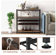 Freestanding Bar Cabinet with 2 Wine Racks