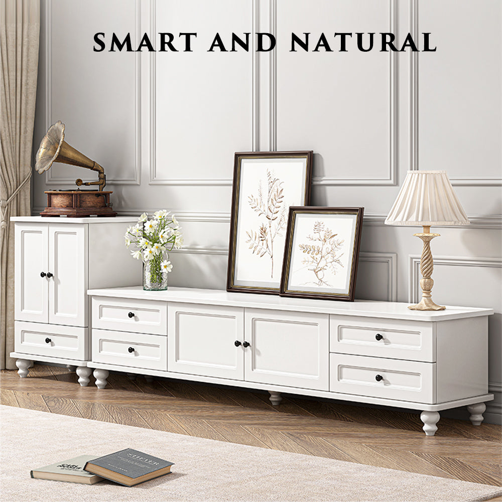 Modern White TV Stand Storage Cabinet