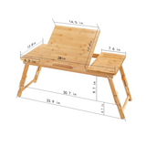 Laptop Tray Desk Newvante Bamboo Adjustable Table Foldable Breakfast Serving Right-Left Hand Bed Tray Coffee Tea Table Large Size