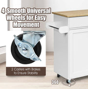 Rolling Kitchen Island with Drawer, Cabinet & Side Racks