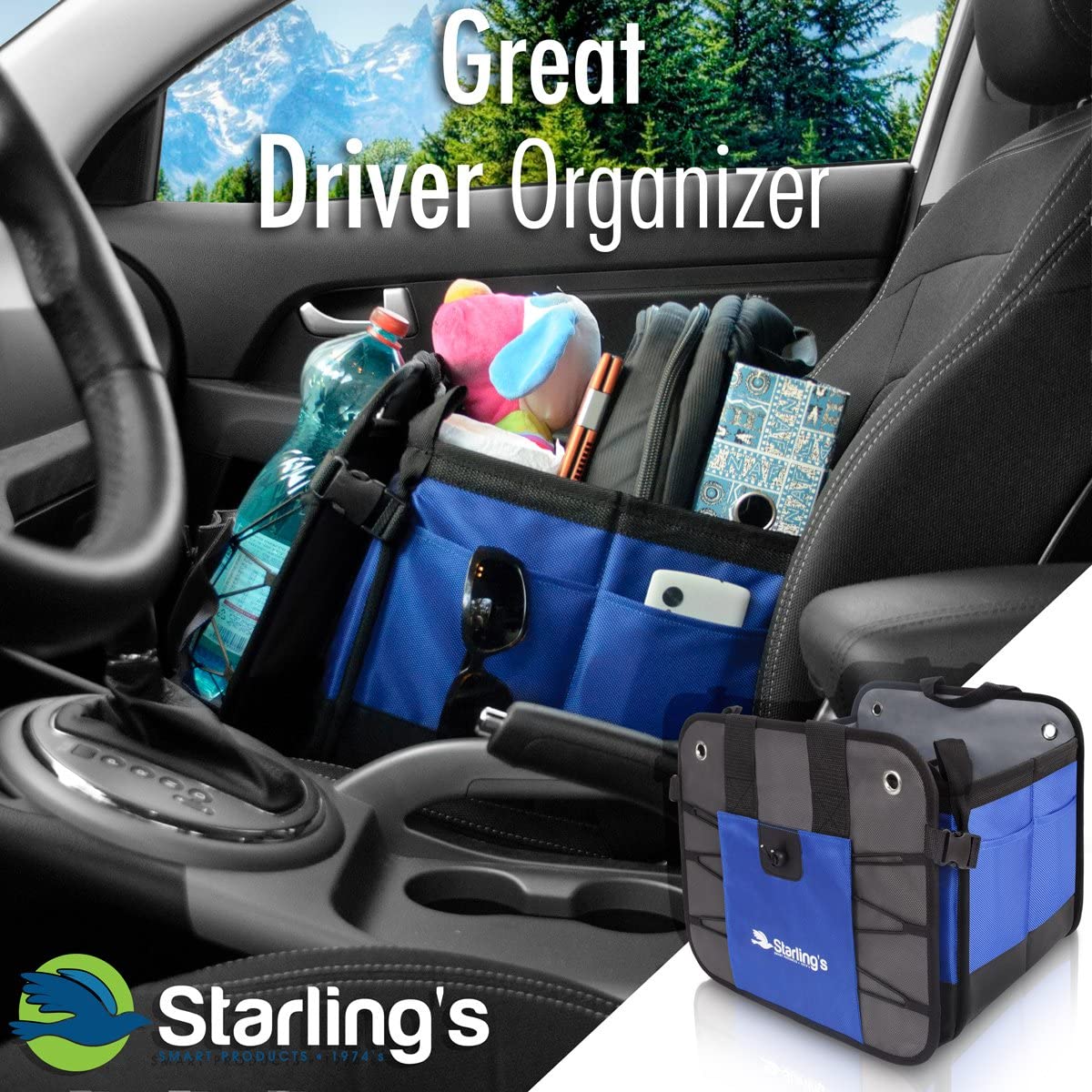 Car Trunk Organizer - Durable Storage SUV Cargo Organizer Adjustable, Blue
