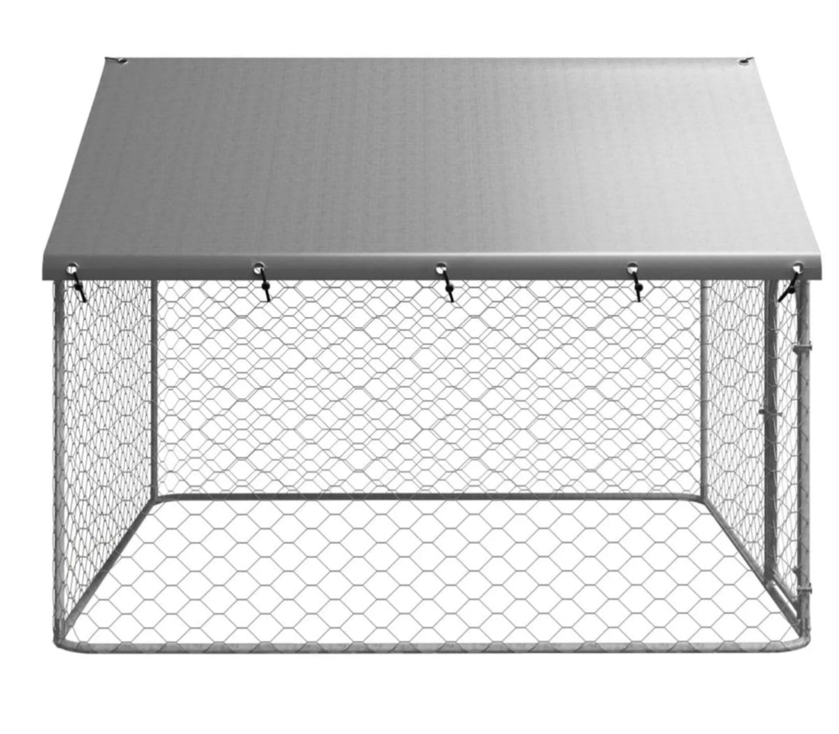 200 × 200 × 150 cm Galvanised Outdoor Dog Kennel with Roof