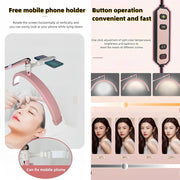 Led Half Moon Nail Desk Lamp,16inch Half Moon Lash Lamp for Lash Extensions,20W Eyelash Light Half Moon with 3 Color Dimmable,Beauty Desk Lamp with Phone Holder for Skincare Beauty Salon (Pink)