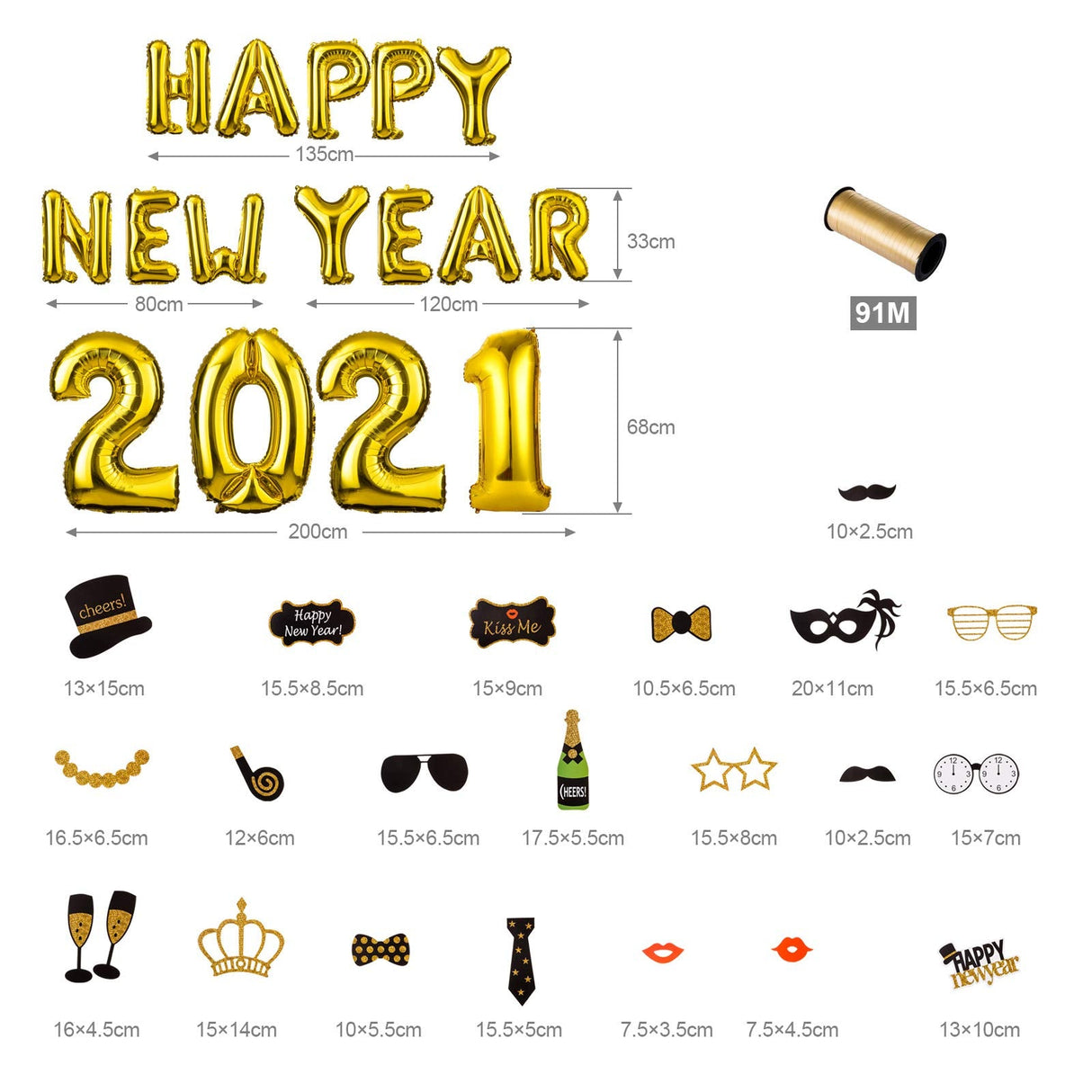 Happy New Year 2021 Balloon Decorations Set