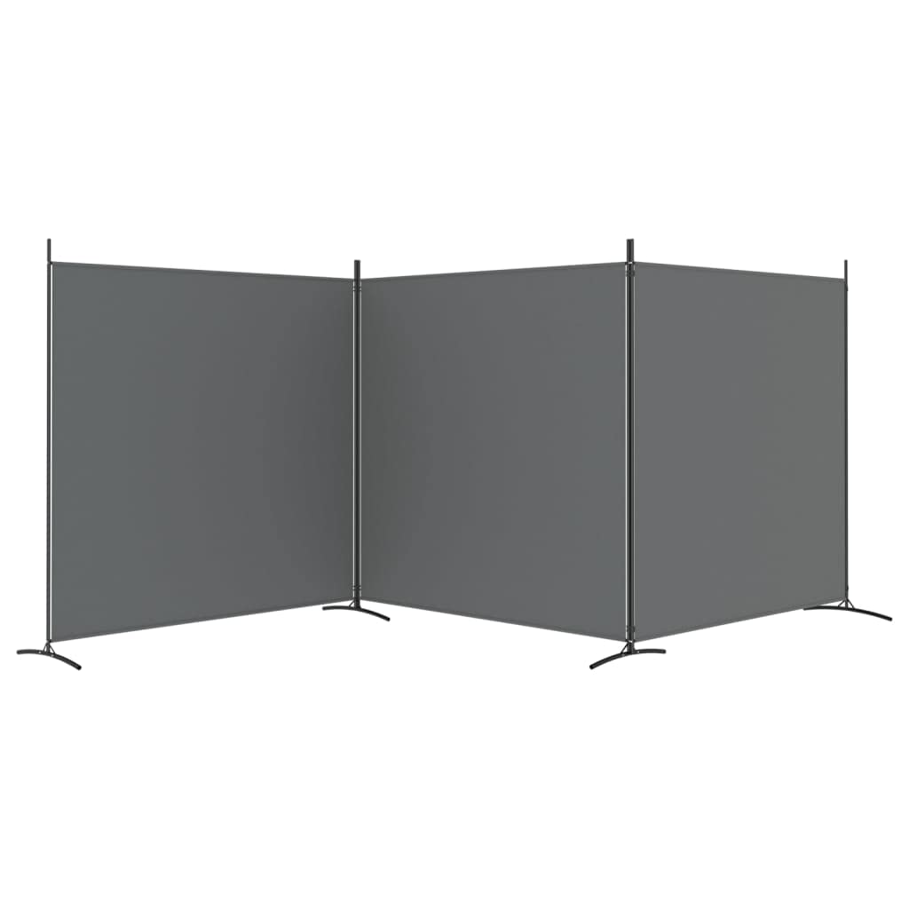 Anthracite 3-Panel Fabric Room Divider – 525 × 180cm
