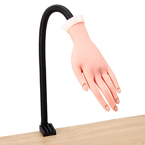 Nail Art Soft Practice Hand with Flexible Stand Desk Clamp, Beauties Factory Moveable Training Hand Trainer Practice Kit False Hands For Nail Design Practice Tool