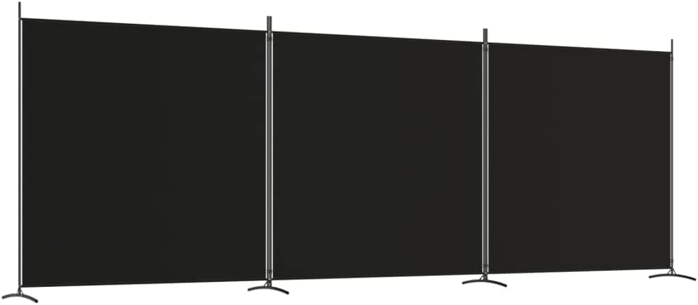 Black 3-Panel Fabric Room Divider – 525 × 180cm
