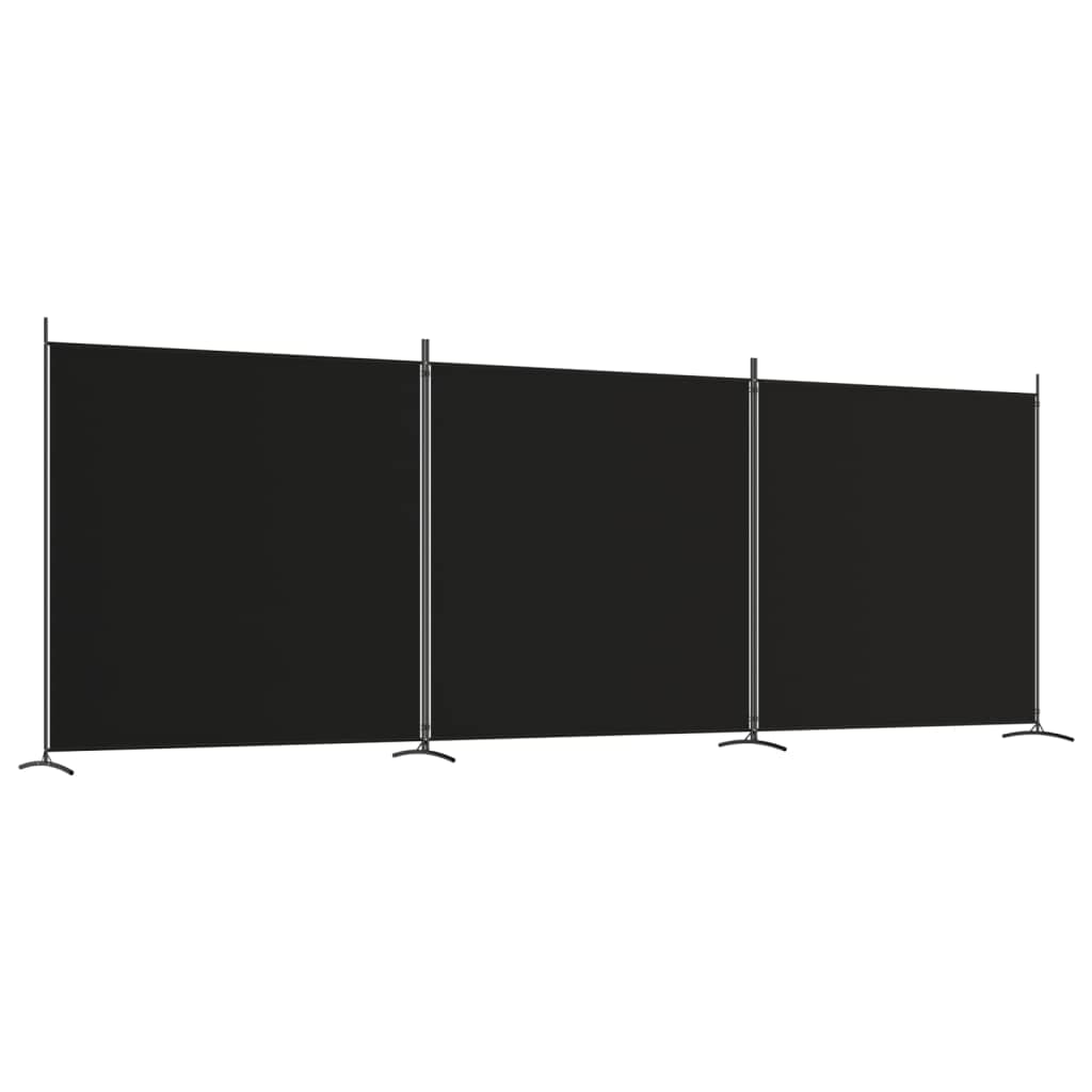 Black 3-Panel Fabric Room Divider – 525 × 180cm