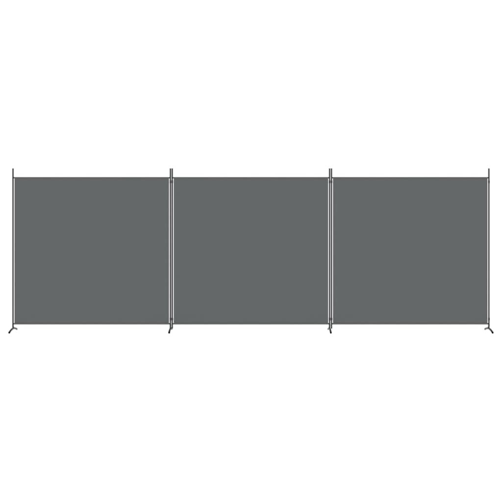 Anthracite 3-Panel Fabric Room Divider – 525 × 180cm