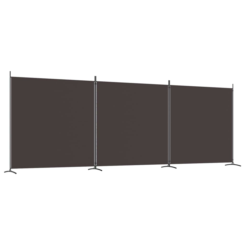 Brown 3-Panel Fabric Room Divider – 525 × 180cm