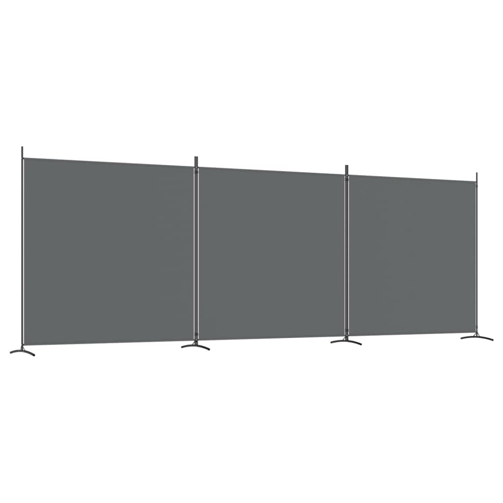 Anthracite 3-Panel Fabric Room Divider – 525 × 180cm